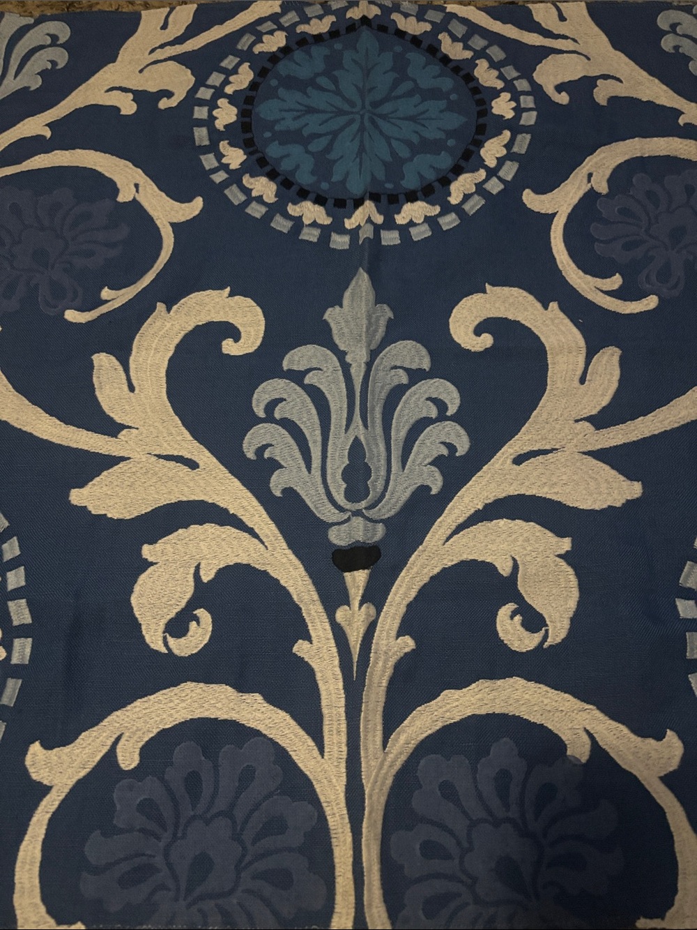 Thibaut Caravan Navy Blue and White Fabric Sample.